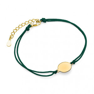 Bratara cu snur verde cu banut argint placat cu aur galben DiAmanti Z1667BG_G-DIA (Argint 925‰ 0,7 g.)